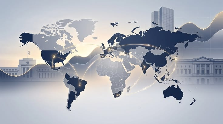 World map with connected trade routes