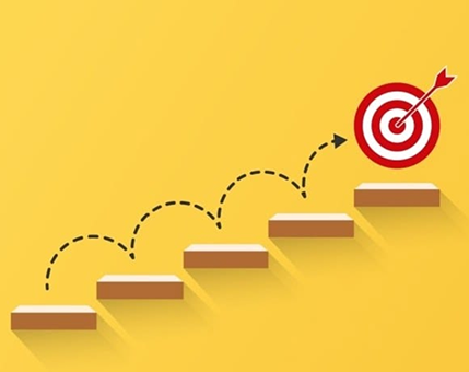 Steps leading to a target
